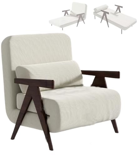 Bäddsoffa Med Sängfunktion Vilstol Fåtölj Vikbar 3-i-1 Med Armstöd 5 - Positioners Neigung Praktisk Funktionell Soffa Med Gästsängfunktion För Vardagsrum, 2 Färgalternativ(White 1,190 * 85 * 30cm)