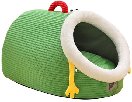 Lit couvert pour chat – Lit dôme pour chat – Design mignon avec bouche ouverte – Doux et chaud – Avec coussin amovible lavable pour petit animal de compagnie, chiot, chaton – Hiver extérieur