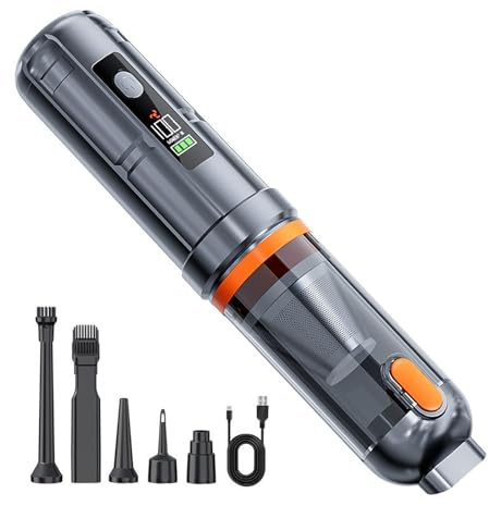 Ksikdeg Aspirateur de voiture et souffleur d'air moteur sans balais 80 000 tr/min multifonction sans fil à air comprimé nettoyeur de clavier pour voiture et maison