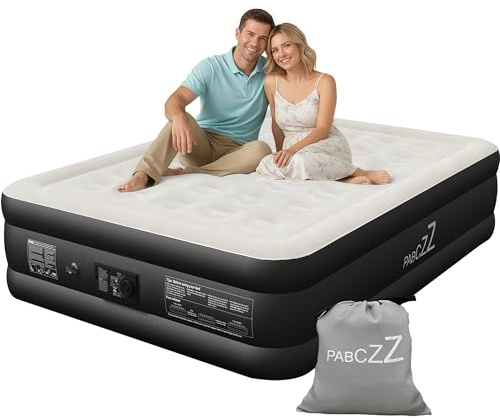 PABCZZ air Mattress Queen with Built in Pump – 18-Inch Thickened Inflatable Mattress for Easy Travel, Supports Up to 650 Pounds（Black）