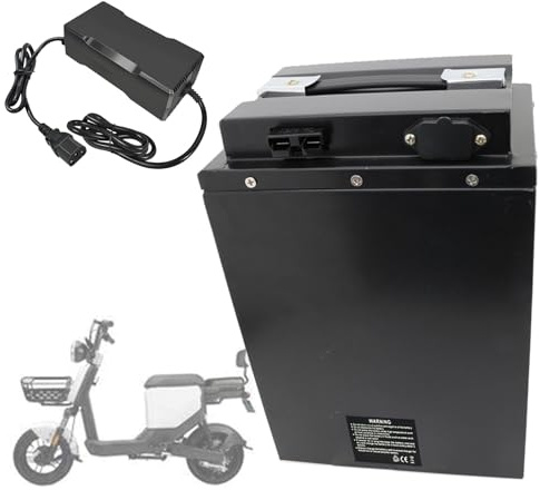 SSCYHT Lithium-Batterie 72V 60Ah 32Ah 40Ah LiFePO4-Batterie 60V Li-Ionen-Batterien 48V Motorradbatterien für 1000W - 4200W Motoren mit Ladegerät und Griff,72v32ah 300mm
