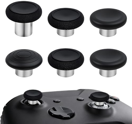 ZenithCove Metal Thumbsticks Replacement for Elite series 2 | Gaming Controller Replacement Thumbsticks Grip Black 6 In 1 Metal Custom Buttor Set for Gaming Enthusiasts