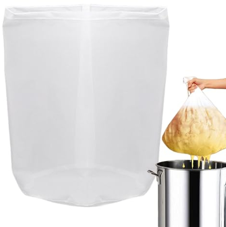 Brytfilterpåse – 30 cm extra BIAB-väska, finmaskig filterpåse, justerbar dragsko | återanvändbar sil för tillverkning av öl, te, juice, filtrering, köksverktyg