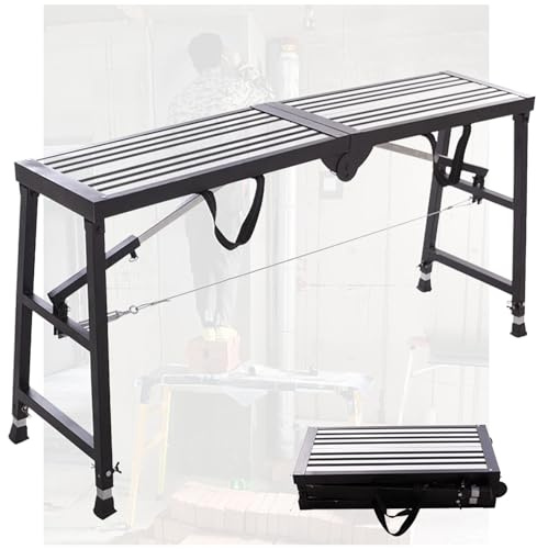 DRFGNF Andamio multiposición Ajustable con Capacidad de 150 kg, Plataforma de Acero galvanizado para Reparaciones, Limpieza y Pintura en Interiores y Exteriores, con Asas de tra
