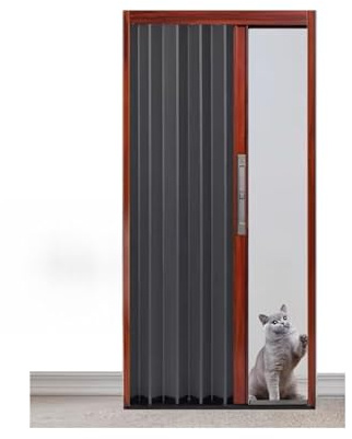 PVC-fälldörrar, dragspelsdörrar Svart aluminium dragspelsvikdörr med lås i flera storlekar(79x80in (200.5x203cmm))