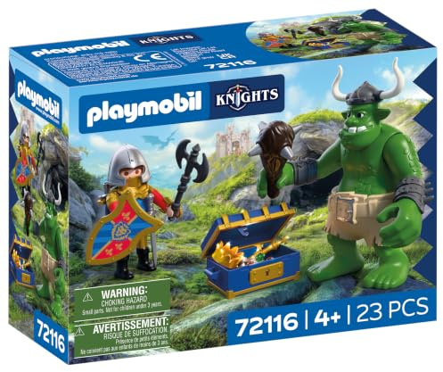 PLAYMOBIL | Knights | Troll mit Löwenritterschatz | Troll-Figur mit beweglicher Keule und Schatztruhe | Ritter Spielzeug für Kinder ab 4 Jahren | 72116