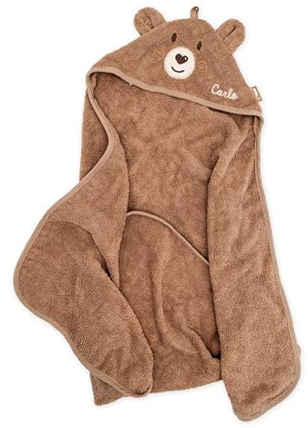 wunderwunsch ww x Jollein Kapuzenhandtuch personalisiert als Geschenk zur Geburt, Baby Handtuch als Geschenke für Geburtstage Baby und Kleinkind, auf Wunsch mit Namen (Bär)