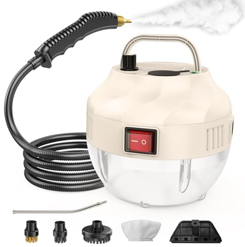 Dampfreiniger, Aufheizzeit 15 Sekunden, 1L Wassertank, 1500 W Leistung, 6 Geschwindigkeitsstufen einstellbar, tragbarer Dampfreiniger,Steam Cleaner für Boden, Küche, Fenstern,Badezimmern, Autos.