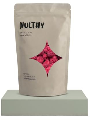 NULTHY Frambuesas Liofilizadas Crujientes, 250g | Vegano, Apto Keto, Rico en Antioxidantes