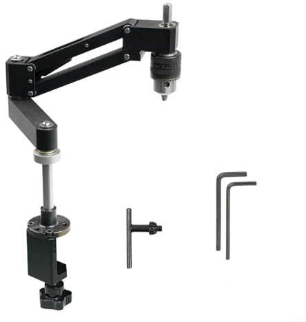 Aluminium Alloy Tapping Cantilever Bracket for Hand Drills Manual Tapping Stand, Horizontal & Vertical Drill Support Arm with 1.5-10mm Chuck, CNC Machined Multi Angle Adjustable Jig