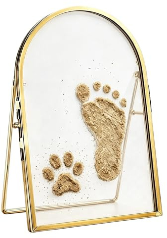 Hand- och fotavtrycksset – 7,87 tum glas minnesram | tasavtrycksset för nyfödda | personlig barnrumsfotogåva för mamma. Lätt vikt på 460 G, perfekt för babyhusleksaker