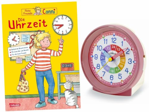 Atlanta Kinderwecker mit Lernbuch Conni Die Uhrzeit - 2134/17 BU (Rosa) | Modell 2134/17 BU