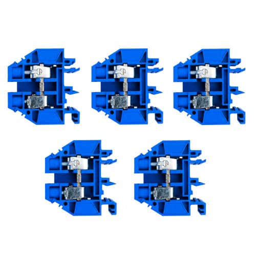 WEBMATEL 5 Piezas Bornas de Conexión Eléctrica 16 mm² de Tornillo Azul - Bloque de terminales para carril DIN - 76A