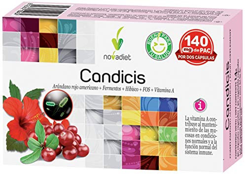 Novadiet - CANDICIS con Arándano Rojo Americano, Fermentos, Hibisco, FOS y Vitaminas - Ayuda Equilibrio de la Flora Vaginal y a Prevenir las Infecciones Urinarias y Vaginales - 30 Cápsulas Vegetales