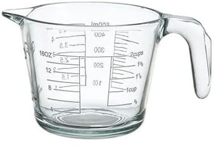 Farberware 2-Cup Borosilicate Glass Wet and Dry Measuring Cup with Oversized Measurements, Clear