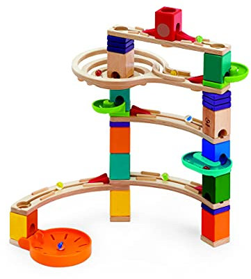 Hape Cliffhanger | Quadrilla Cliffhanger Wooden Marble Run, Marble Maze Run Set, Early Educational STEAM Development Building Toys for Kids, Multicolour