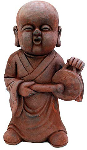 Gall&Zick Monk Figure, Buddha Figurine, Monk Statue, Buddha Statue with Instrument, 43 cm Height, Decorative Figure, Polyresin, Decoration for Home, Home and Garden (Gong)