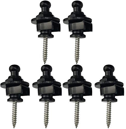 POFET 6pcs Gitarrengurt Knöpfe Gitarre Strap Locks Gitarrengurt Schlösser Knöpfe für Akustik Gitarre Elektro Gitarre Bassgitarre Ukulele - Schwarz