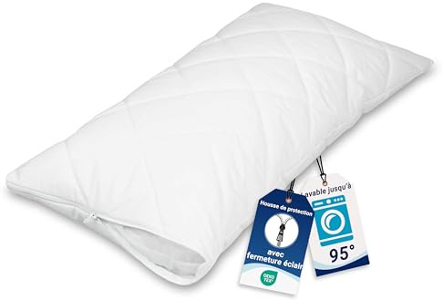 ZOLLNER gesteppter Kissenschutz in 40x80 cm – atmungsaktiver Schonbezug mit Reißverschluss - Baumwollmix - waschbar bis 95°C - Hotelqualität - Oeko Tex® Zertifiziert
