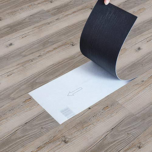 Self-Adhesive Vinyl Flooring - 5m², 36 Tiles, 91.5x15.2cm Grained Plank Effect Waterproof PVC Peel and Stick for Living Room, Bathroom, Kitchen, Bedroom, Home Office
