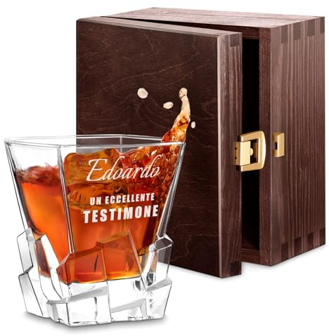 Maverton Bicchiere in vetro per whisky, ideale per alcolici e drink, 250 ml | Unico per l’ uomo, ottimo per acqua, incisione personalizzata, pensiero speciale per Lui, eccellente