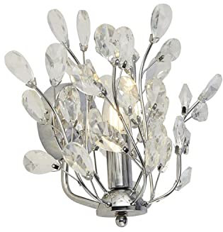 Searchlight Bouquet 1 Light Chrome Wall Light, Crystal Glass