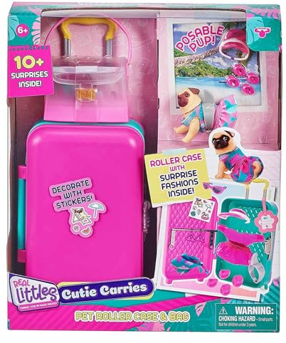 Cefa Toys - Real Littles Mini Jeu de Voyage Cutie Carries, Mini Jeu de Valise avec Roues, Transport et Chien Jouet, Convient aux Filles à partir de 6 Ans