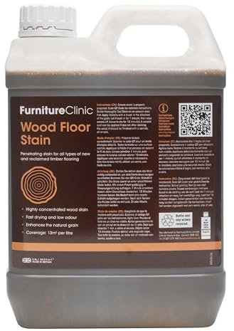 Wood Floor Stain (Walnut, 2.5L) – Highly Concentrated, Quick Drying Wood Stain for All Types of New & Reclaimed Timber Flooring – Water Based and Low Odour