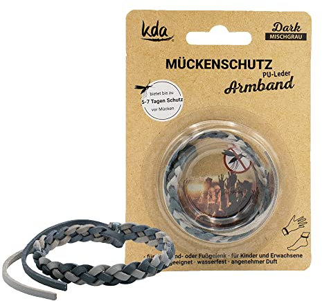 kda Stilvolle PU-Leder Mückenschutzarmbänder - Dark Edition- Größenverstellbar (Mischgrau)