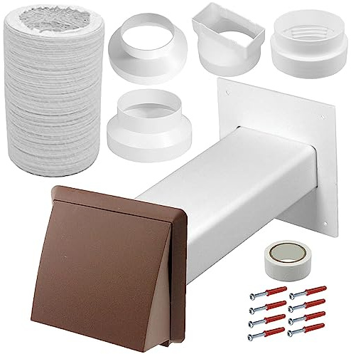 SPARES2GO Air Conditioner External Vent Kit Compatible with Daewoo fits Russell Hobbs 4 5 6 100mm 125mm 150mm Exterior Wall Brick Duct Set (Brown)