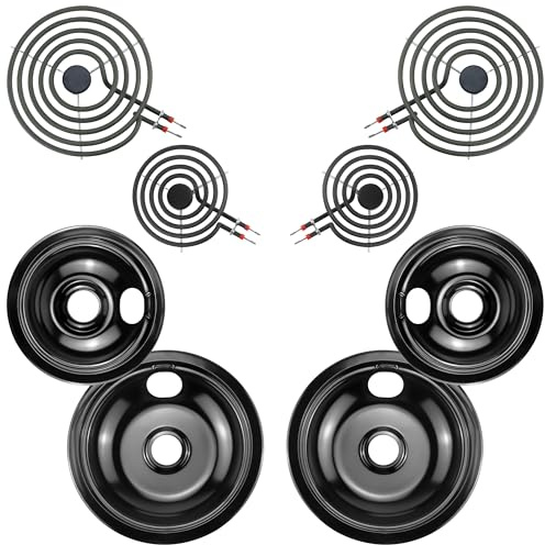Black Burner Drip Pan Bowls 5304430149(6)5304430150(8) and Electric Stove Burners MP15YA(6) MP21YA(8) Compatible for Frigi-daire Ken-more Cro-sley Tap-pan etc Stove by MIFLUS