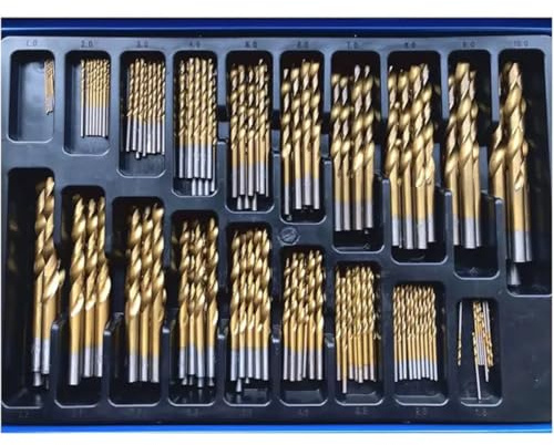 SIO Juego Brocas Titanio HSS 1-10 mm 170 Piezas en Maleta – Brocas para Metal Acero Hierro y Aluminio – Kit Profesional Recubrimiento Titanio para Taladro - Kit Brocas Titan Recambio Taller