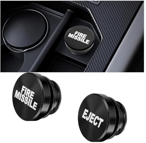 2PCS Car Cigarette Lighter Plug Cover Billet Aluminum Dustproof Plug, FIRE MISSILE/EJECT Button Decorations Plug Anodized Fits Most Automotive Vehicles and Boats with Standard 12 Volt Power Source