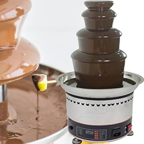 DPQYJPP Fontaines à Chocolat commerciales 4/5/6/7 Niveaux Grande Machine à Cascade de Chocolat Tour à Fondue au Fromage Chaud en Acier Inoxydable Parfaite pour Bonbons Sauce Barbecue,4Tier