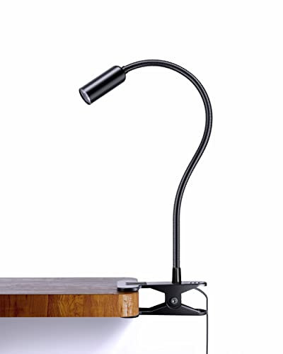 5W Aluminium Desk Lamp Clip on Light, 10 Levels of Dimming Reading Light, USB Interface Bedside Lamp for Bedroom & Study