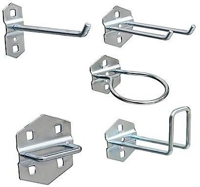 Gatuida Ganci Ganci in Ferro Zincato Per Pegboard Per Utensili Per Organizzazione Garage e Officina Compatibili Con Pannelli Forati Resistenti e Versatili