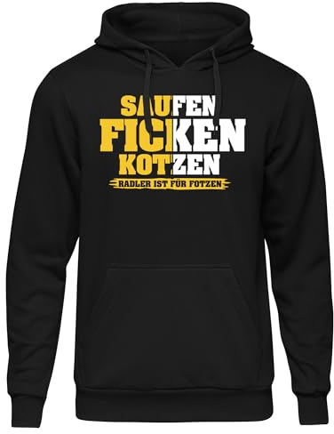 UGLYSHIRT Saufen Ficken Kotzen Herren Kapuzenpullover | Party Bier Pullover Herren Mallorca Hoodie Biertrinker Bier Geschenke für Männer