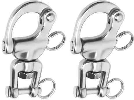 be in your mind 2pcs 316 Manilles à Pression en Acier Inoxydable Manille à œil Pivotant Robuste Manille Pivotante Marine pour Drisse de Spinnaker de Voilier 70mm