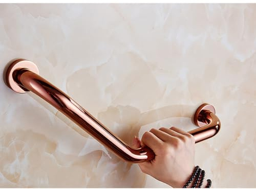 RongHuiDa Curved Bathroom Grab Bar for Toilet Tub,Brass Balance Hand Railing for Shower And Bathtubs,135°Handicap Safety Rail Accessories for Elderly,Wall Mounted Senior Handle(Color:rose gold)