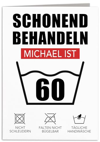 Geburtstagskarte 60. Geburtstag schonend behandeln personalisiert lustige Grußkarte Karte Klappkarte Faltkarte mit Umschlag 10,5 x 14,8 cm