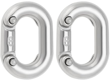 LT Easiyl 2 Stück 8mm Edelstahl 316 Geteilte Verbindungskettenglieder Robuster Kettengliedverbinder für Kettenverbindung 25x13mm Silber