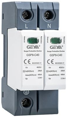 GEYA Överspänningsskydd 20KA-40KA SPD Hem avledare Din Rail Typ (2P,AC400V)