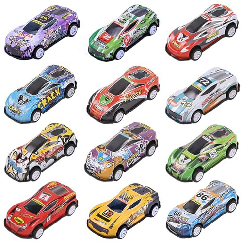 SUPGOD 12 Stück Spielzeugautos Metall Stunt Spielzeugauto, Mini Autos Spielzeug, Zufällige Auswahl Kleine Autos Set, für Kinder Geburtstag Geschenk