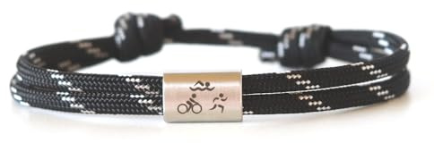 myGreta Personalisierbares Segeltau Armband mit Edelstahl Schieber, Triathlon Gravur – tolles Geschenk für Sportler und Fitness Freunde, handgefertigt und individuell