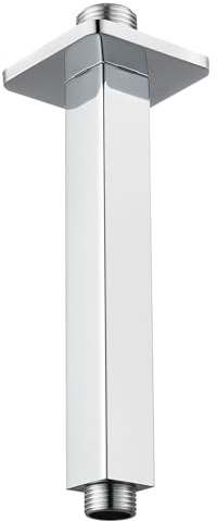 Voolan Shower Arm with Flange, Ceiling Mounted Square Fixed Shower Pipe, Bathroom Straight Rain Shower Replacement Arm, Universal Connection 1/2 NPT (6 Inch, Chrome)