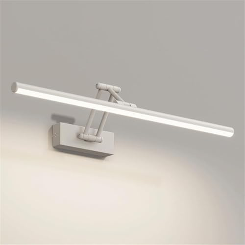 LED Wandleuchte Badezimmer 3000K/4000K/6000K Wandlampe Innen 350° Drehung Spiegellampen Wandlicht Moderne Aluminium Schlafzimmer Dekorative Wandbeleuchtung für Wohnzimmer (Weiß-Neutral Licht,60cm)