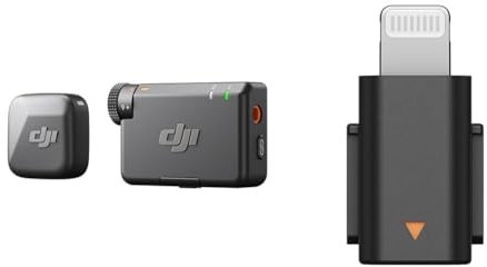 DJI Mic Mini (1 TX + 1 RX) avec Adaptateur pour téléphone Mobile (Lightning) Mic Mini, Ultra-léger, Audio de Haute qualité, Annulation du Bruit, Limite Automatique, Microphone sans Fil, vlog