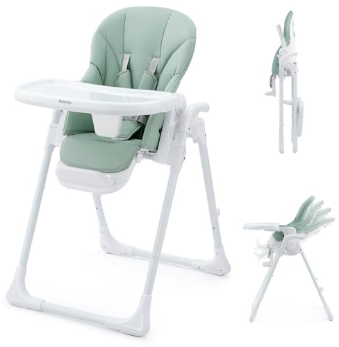 Hochstuhl Baby Klappbar Kinderstuhl 6 Höhen Kinderhochstuhl Kombihochstuhl Babyhochsitz Verstellbare Rückenlehne (Weiß)