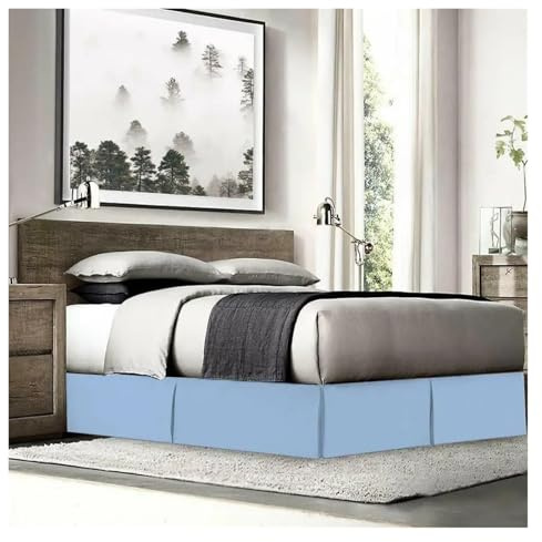 MDYTPT Cache-sommier plissé sur mesure en tissu infroissable et doux - 38,1 cm de haut - Bleu - 140 x 190 x 35 cm