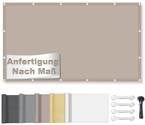 Sonnenschutz Netz, Balkonumrandung 95% UV Schutz, Sonnensegel Wasserdicht mit ösen, Sonnenschutz Windschutz Balkon Terrasse 95% Uv-Schut, für Die überdachung Schwimmbad, 2x2.5M Khaki